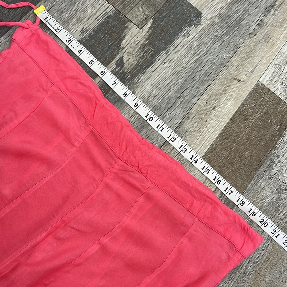 Wide leg pants pink high rise adjustable waist palazzo lightweight full length - Picture 9 of 13